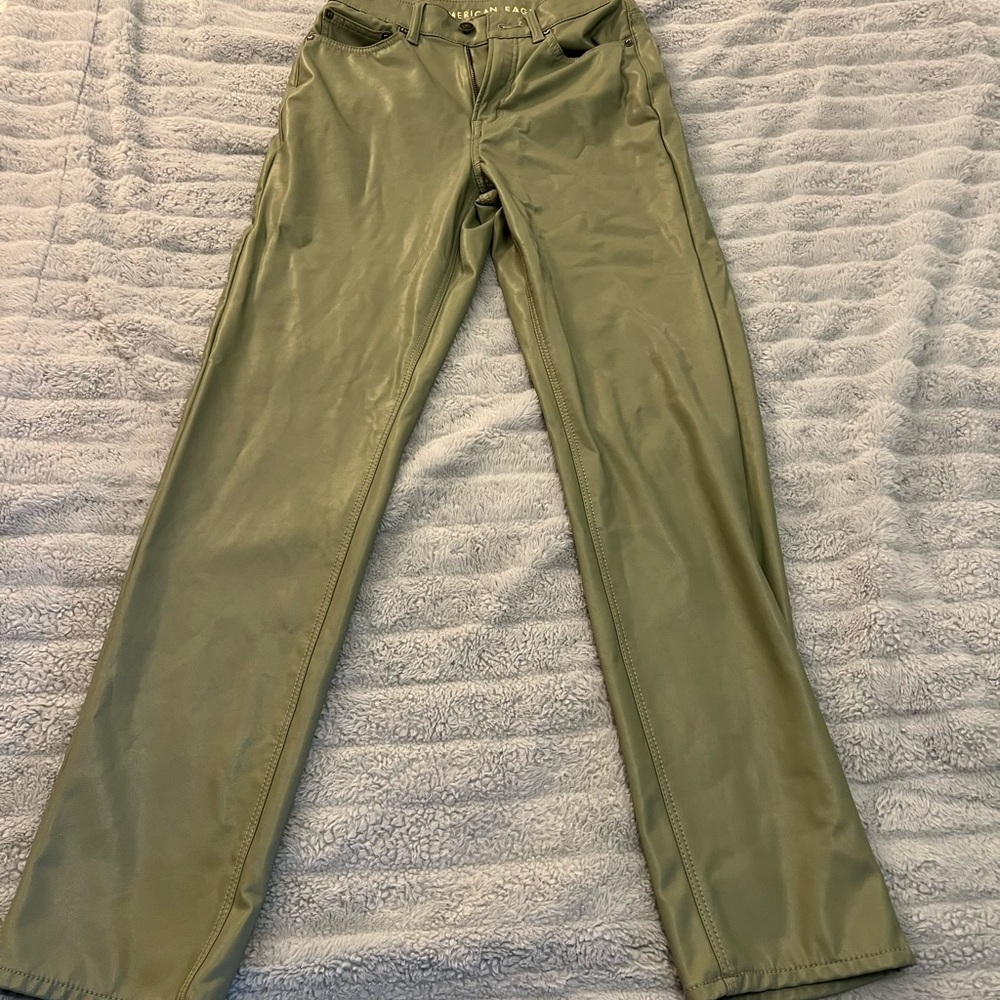 American Eagle Outfitters Sage Green Faux Leather Pants